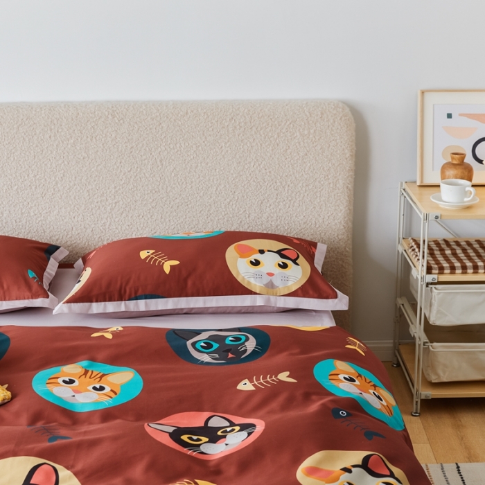 91家纺网 家纺一手货源 找家纺 优然居 2021新款小边款INS风格四件套 凯特红