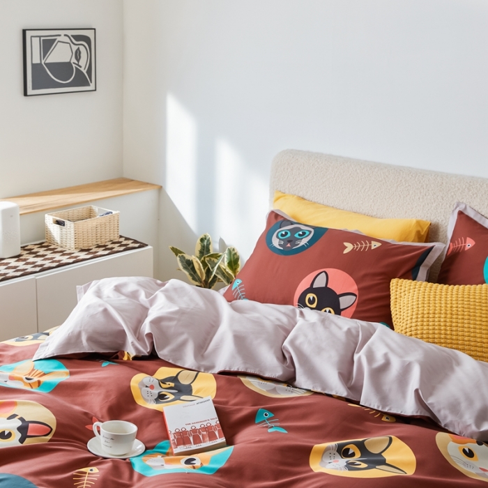 91家纺网 家纺一手货源 找家纺 优然居 2021新款小边款INS风格四件套 凯特红