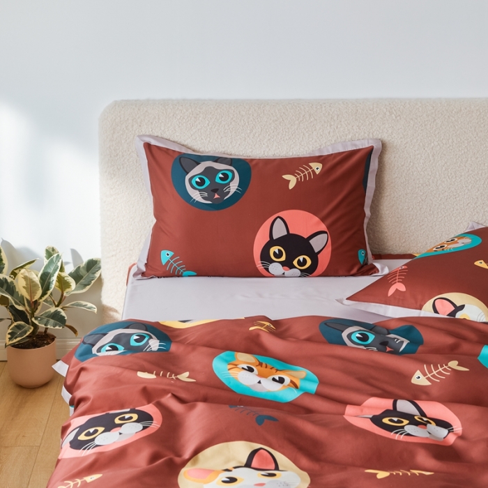 91家纺网 家纺一手货源 找家纺 优然居 2021新款小边款INS风格四件套 凯特红