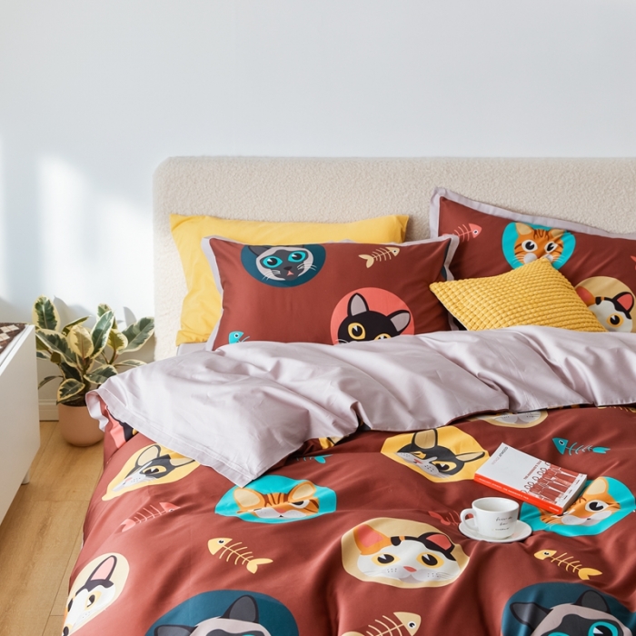 91家纺网 家纺一手货源 找家纺 优然居 2021新款小边款INS风格四件套 凯特红