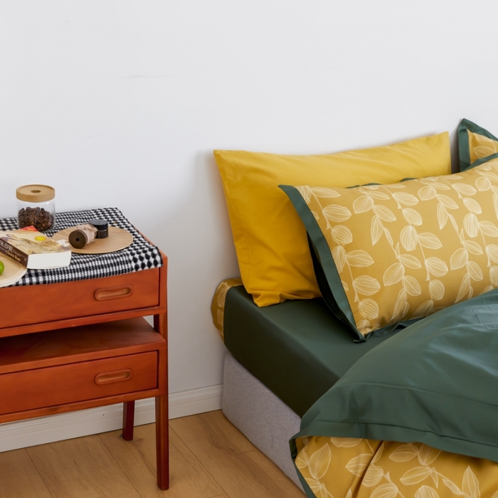 91家纺网 家纺一手货源 找家纺 优然居 2021新款小边款INS风格四件套 莱茵黄