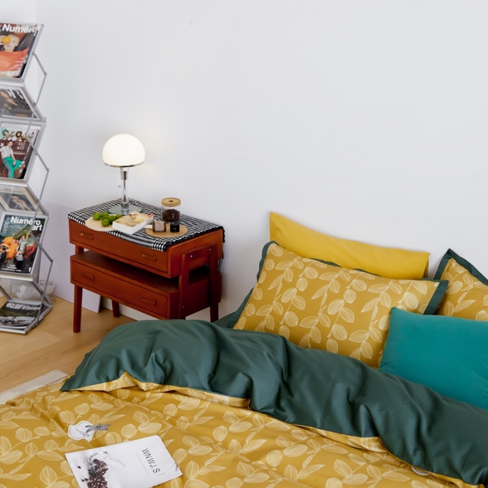 91家纺网 家纺一手货源 找家纺 优然居 2021新款小边款INS风格四件套 莱茵黄