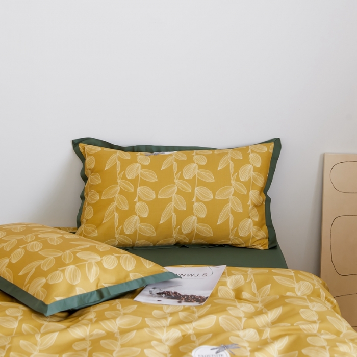 91家纺网 家纺一手货源 找家纺 优然居 2021新款小边款INS风格四件套 莱茵黄