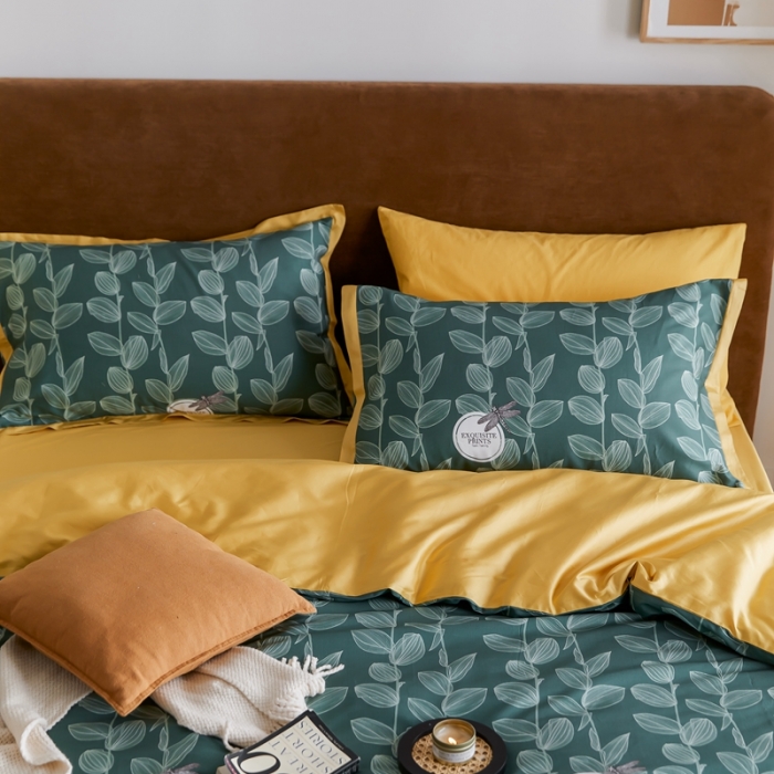 91家纺网 家纺一手货源 找家纺 优然居 2021新款小边款INS风格四件套 莱茵绿