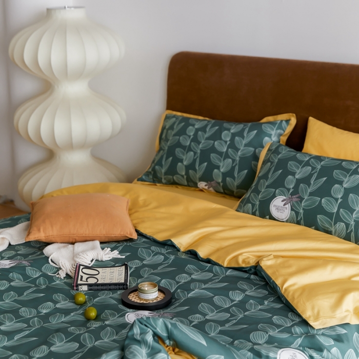 91家纺网 家纺一手货源 找家纺 优然居 2021新款小边款INS风格四件套 莱茵绿