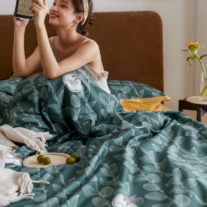 91家纺网 家纺一手货源 找家纺 优然居 2021新款小边款INS风格四件套 莱茵绿