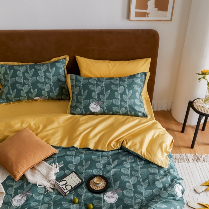 91家纺网 家纺一手货源 找家纺 优然居 2021新款小边款INS风格四件套 莱茵绿