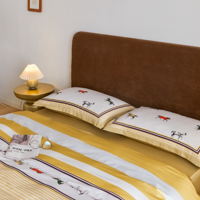 91家纺网 家纺一手货源 找家纺 优然居 2021新款小边款轻奢风四件套 艾尔玛黄