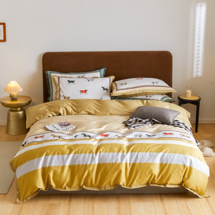 91家纺网 家纺一手货源 找家纺 优然居 2021新款小边款轻奢风四件套 艾尔玛黄