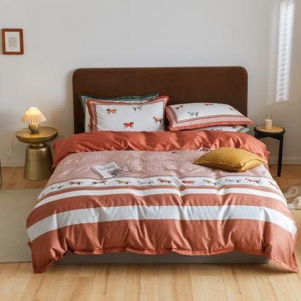 优然居 2021新款小边款轻奢风四件套 艾尔玛秋叶红