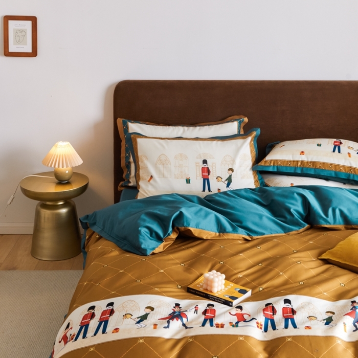 91家纺网 家纺一手货源 找家纺 优然居 2021新款小边款轻奢风四件套 多迈黄