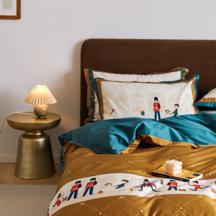 91家纺网 家纺一手货源 找家纺 优然居 2021新款小边款轻奢风四件套 多迈黄