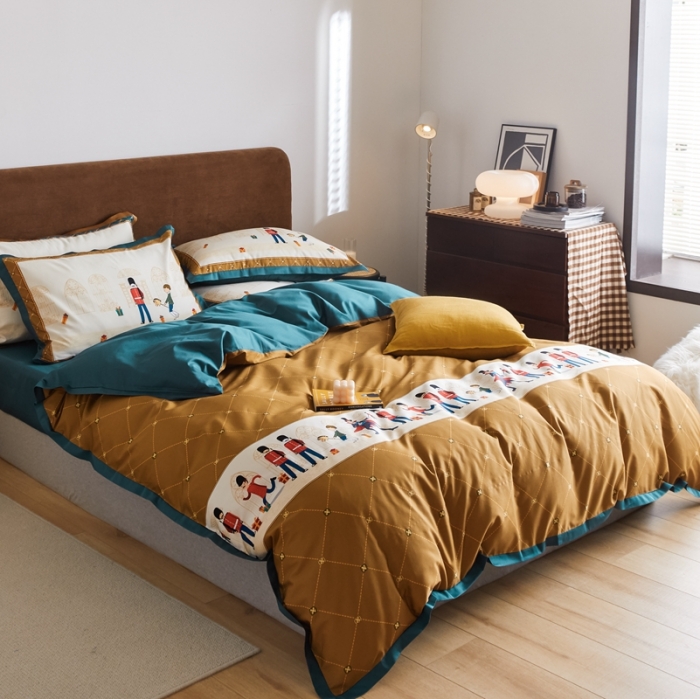 91家纺网 家纺一手货源 找家纺 优然居 2021新款小边款轻奢风四件套 多迈黄