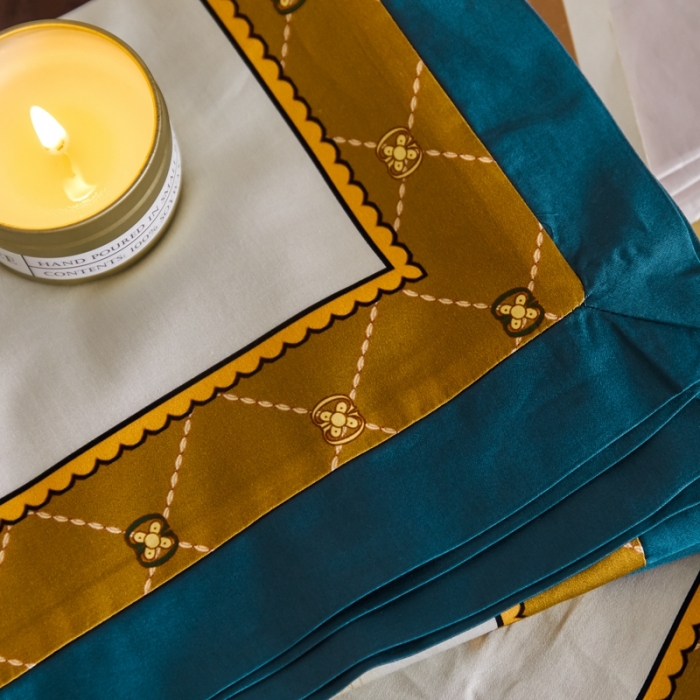 91家纺网 家纺一手货源 找家纺 优然居 2021新款小边款轻奢风四件套 多迈黄