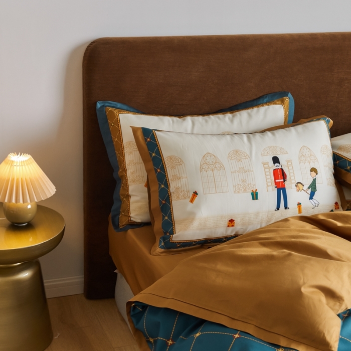 91家纺网 家纺一手货源 找家纺 优然居 2021新款小边款轻奢风四件套 多迈蓝