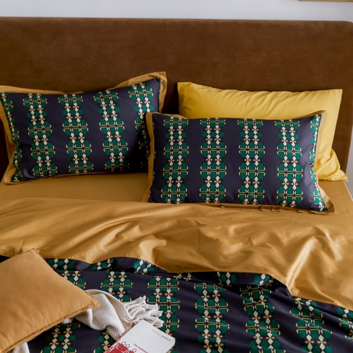 91家纺网 家纺一手货源 找家纺 优然居 2021新款小边款轻奢风四件套 嘉比里黑