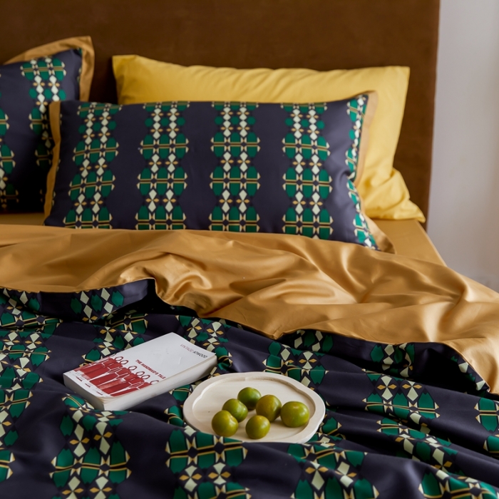 91家纺网 家纺一手货源 找家纺 优然居 2021新款小边款轻奢风四件套 嘉比里黑