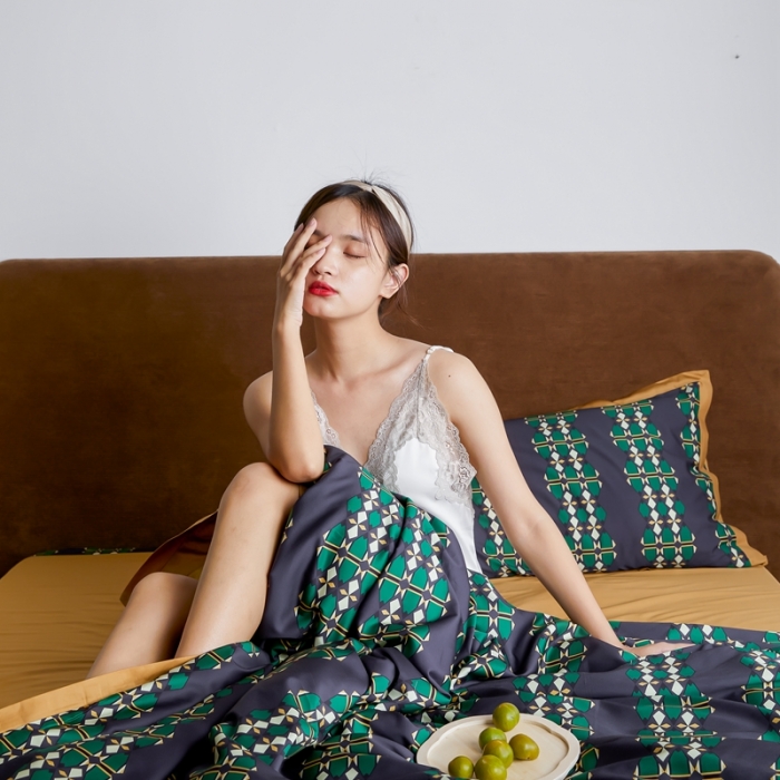 91家纺网 家纺一手货源 找家纺 优然居 2021新款小边款轻奢风四件套 嘉比里黑