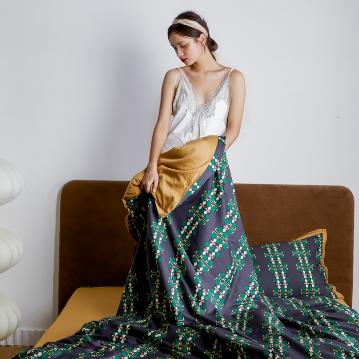 91家纺网 家纺一手货源 找家纺 优然居 2021新款小边款轻奢风四件套 嘉比里黑