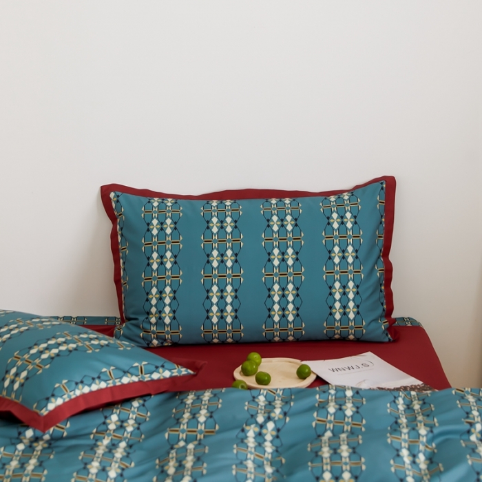 91家纺网 家纺一手货源 找家纺 优然居 2021新款小边款轻奢风四件套 嘉比里灰蓝