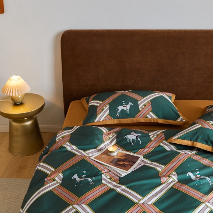 91家纺网 家纺一手货源 找家纺 优然居 2021新款小边款轻奢风四件套 柯尔特绿