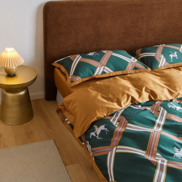 91家纺网 家纺一手货源 找家纺 优然居 2021新款小边款轻奢风四件套 柯尔特绿