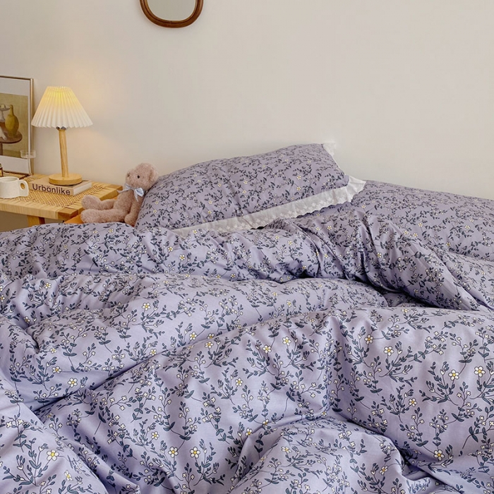 91家纺网 家纺一手货源 找家纺 艾沁 2021新款韩国刺绣花边小碎花系列四件套 意欢