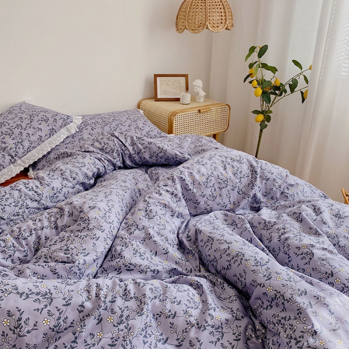 91家纺网 家纺一手货源 找家纺 艾沁 2021新款韩国刺绣花边小碎花系列四件套 意欢