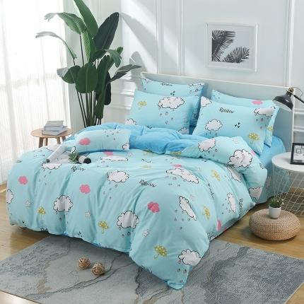 雨萝家纺 2021新款棉加绒四件套 彩虹雨