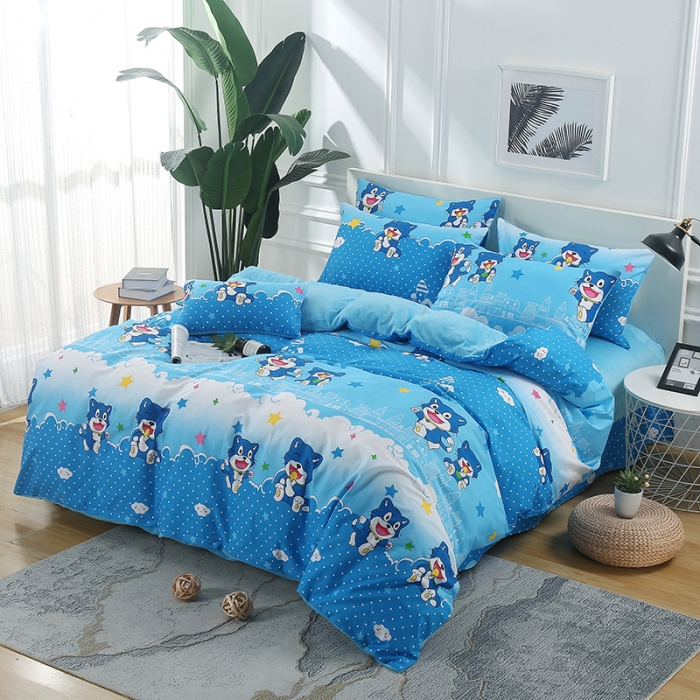 91家纺网 家纺一手货源 找家纺 雨萝家纺 2021新款棉加绒四件套 大脸猫