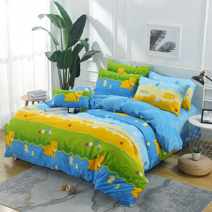 91家纺网 家纺一手货源 找家纺 雨萝家纺 2021新款棉加绒四件套 呆呆熊