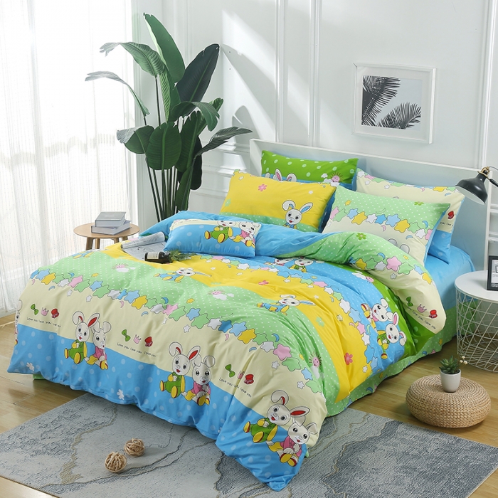 91家纺网 家纺一手货源 找家纺 雨萝家纺 2021新款棉加绒四件套 星月兔