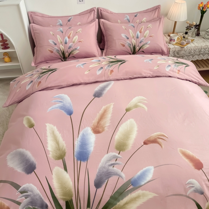 91家纺网 家纺一手货源 找家纺 金爱家 2021新款全棉活性花卉系列四件套 闻香粉