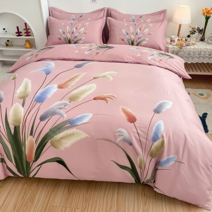 91家纺网 家纺一手货源 找家纺 金爱家 2021新款全棉活性花卉系列四件套 闻香粉