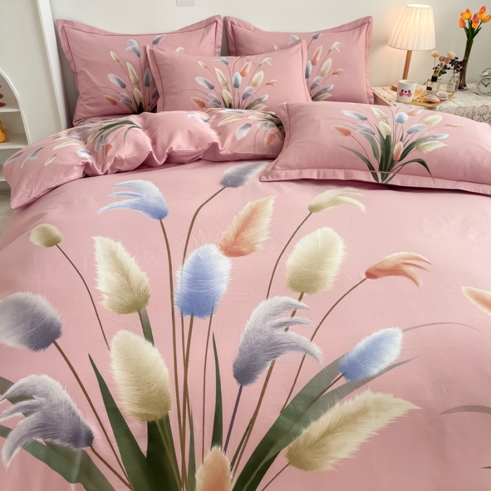 91家纺网 家纺一手货源 找家纺 金爱家 2021新款全棉活性花卉系列四件套 闻香粉