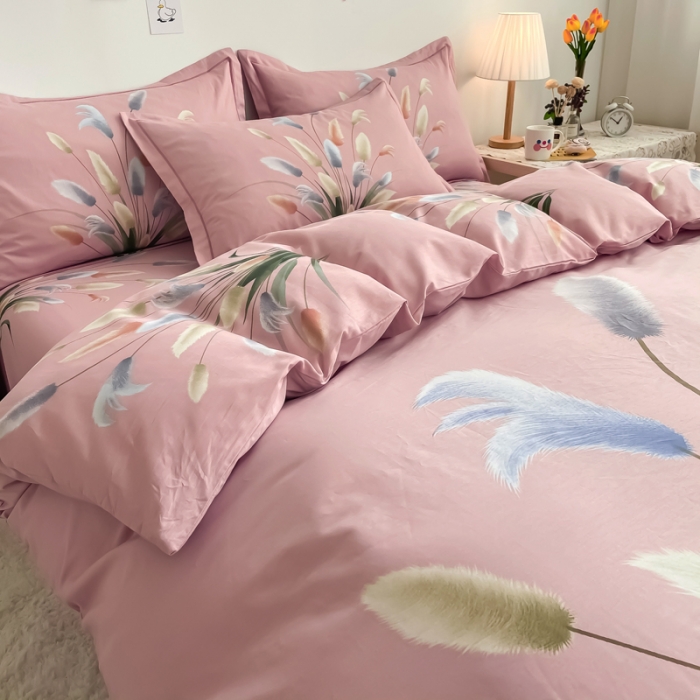 91家纺网 家纺一手货源 找家纺 金爱家 2021新款全棉活性花卉系列四件套 闻香粉