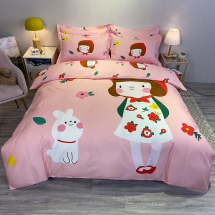 金爱家 2021新款13372大版全棉卡通四件套 大红帽