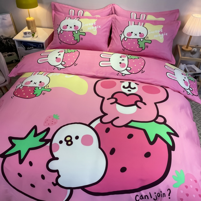 91家纺网 家纺一手货源 找家纺 金爱家 2021新款13372大版全棉卡通四件套 米琪