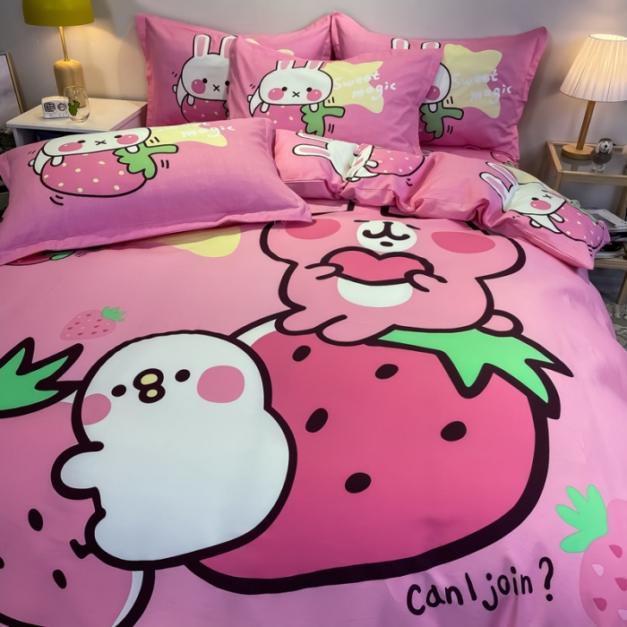 91家纺网 家纺一手货源 找家纺 金爱家 2021新款13372大版全棉卡通四件套 米琪