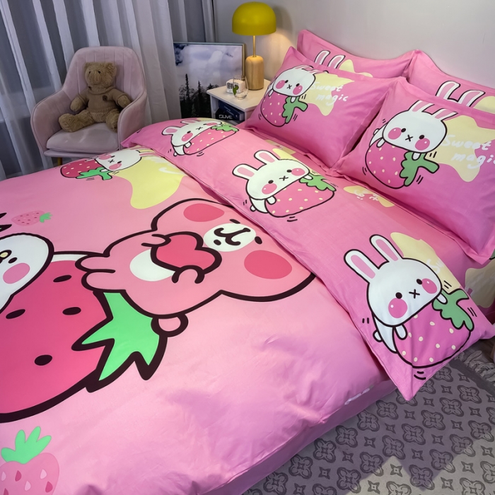 91家纺网 家纺一手货源 找家纺 金爱家 2021新款13372大版全棉卡通四件套 米琪