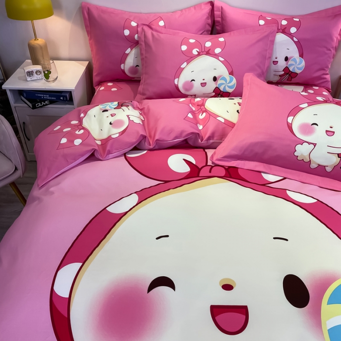 91家纺网 家纺一手货源 找家纺 金爱家 2021新款13372大版全棉卡通四件套 森兔