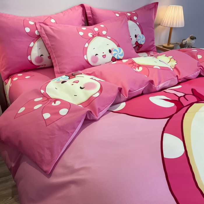 91家纺网 家纺一手货源 找家纺 金爱家 2021新款13372大版全棉卡通四件套 森兔