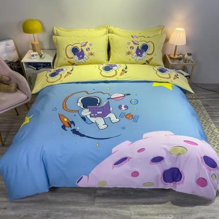 金爱家 2021新款13372大版全棉卡通四件套 太空