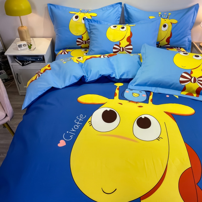 91家纺网 家纺一手货源 找家纺 金爱家 2021新款13372大版全棉卡通四件套 羞羞鹿