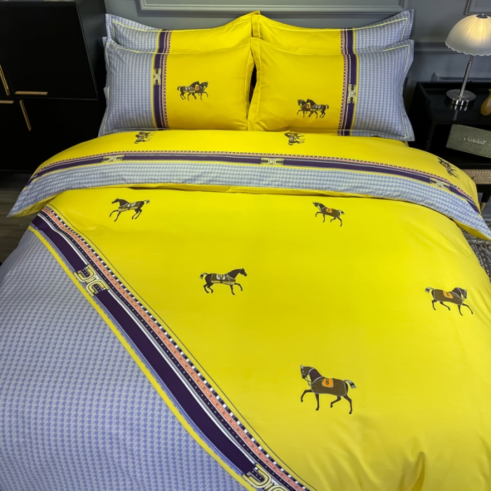 91家纺网 家纺一手货源 找家纺 金爱家 2021新款全棉13372四件套条格简约系列 爵士