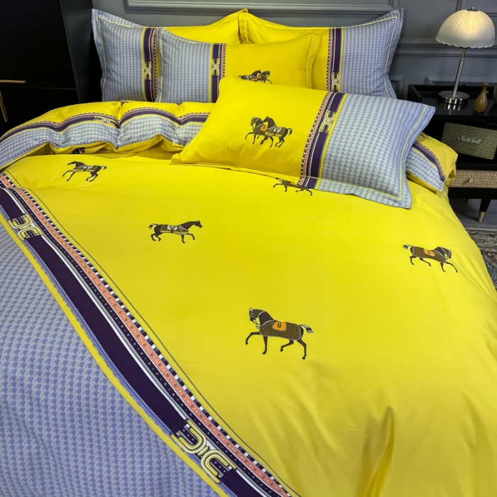 91家纺网 家纺一手货源 找家纺 金爱家 2021新款全棉13372四件套条格简约系列 爵士