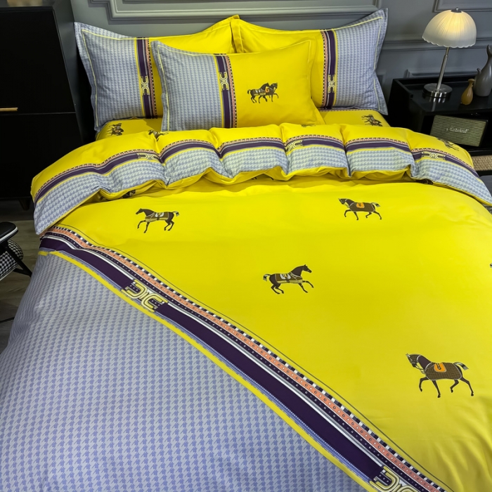 91家纺网 家纺一手货源 找家纺 金爱家 2021新款全棉13372四件套条格简约系列 爵士