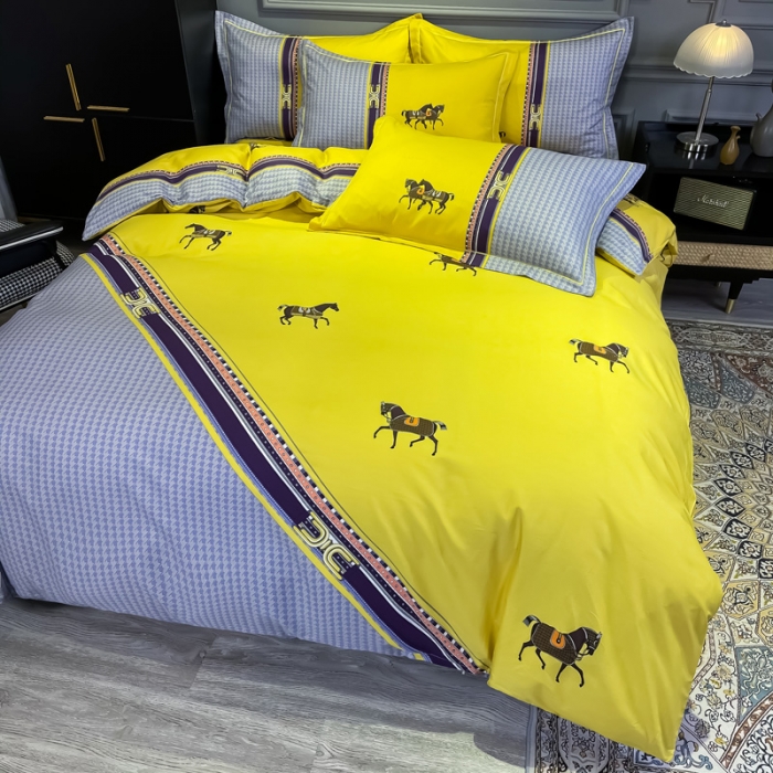 91家纺网 家纺一手货源 找家纺 金爱家 2021新款全棉13372四件套条格简约系列 爵士