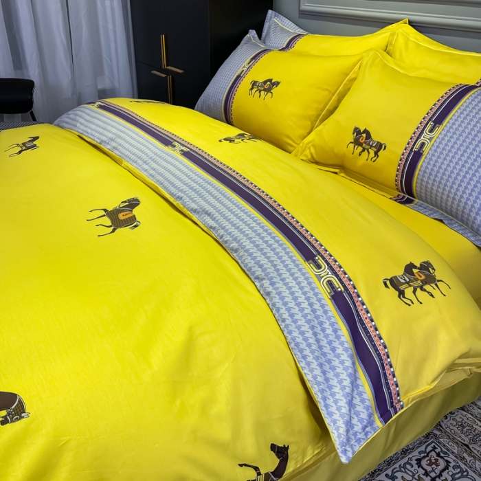 91家纺网 家纺一手货源 找家纺 金爱家 2021新款全棉13372四件套条格简约系列 爵士