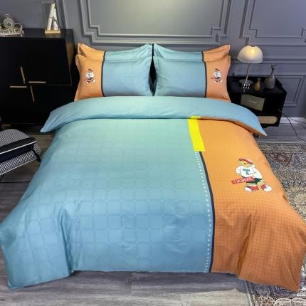 91家纺网 家纺一手货源 找家纺 金爱家 2021新款全棉13372四件套条格简约系列 沙文